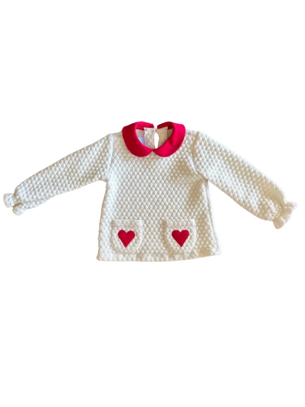 ❤️ Bella Bliss Heart Pocket Quilted Top Sweater 2 Peter Pan Collar Valentine